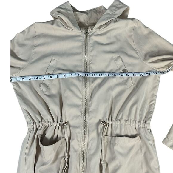Sweet Wanderer Hooded Full Zip Jacket Roll Tab Sleeves Women Size XL Tan/Gold - Picture 8 of 11